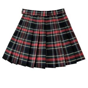 Classic Red Black Plaid Pleated Skirt SIZE XS